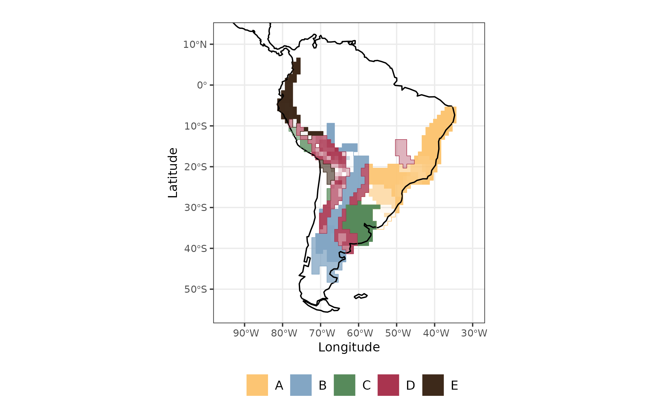 Figure 3 - Evoregion and afilliation for communities of Akodon Genus