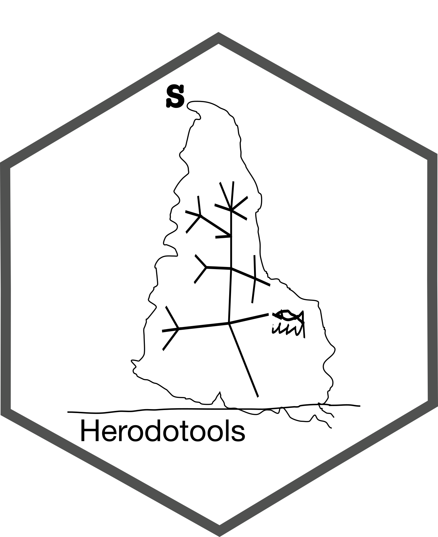 package logo with a map and a phylogeny inside