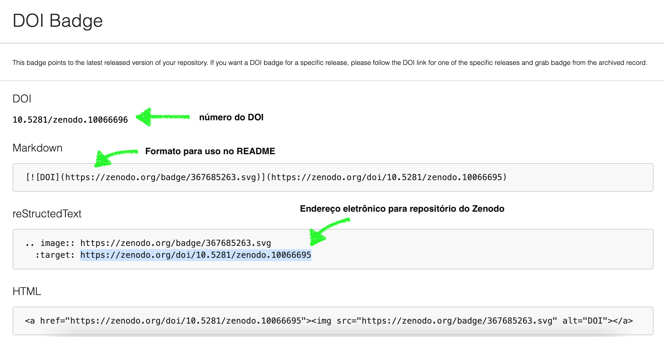 Página do Zenodo mostrando as informações do release